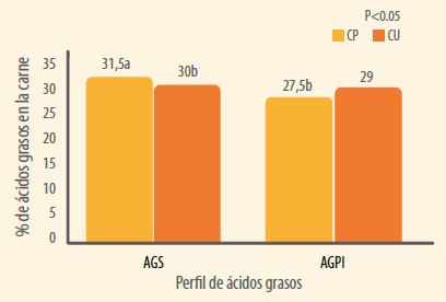 Perfil de acidos grasos en carne, por época y sistema. (%/Ácido