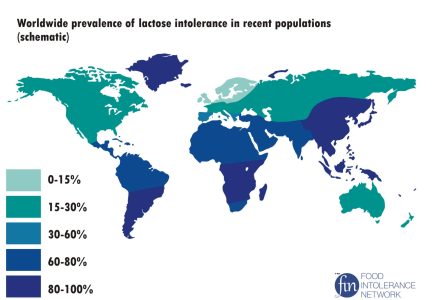 Intolerancia a la lactosa a nivel mundial