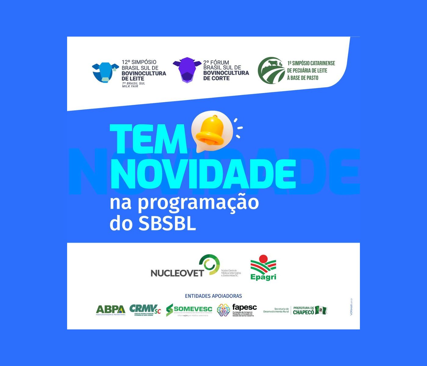 Nucleovet divulga programação do Simpósio Brasil Sul de Bovinocultura de Leite