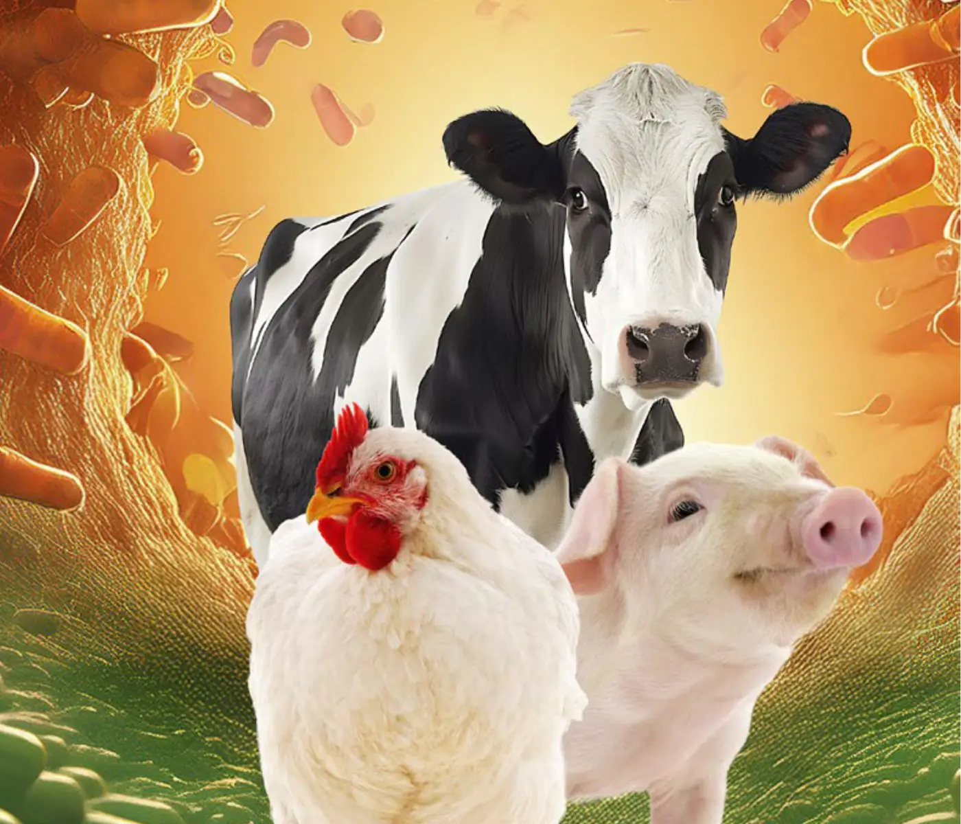Synergistic Benefits of Prebiotics and Probiotics in Poultry, Swine, and Cattle
