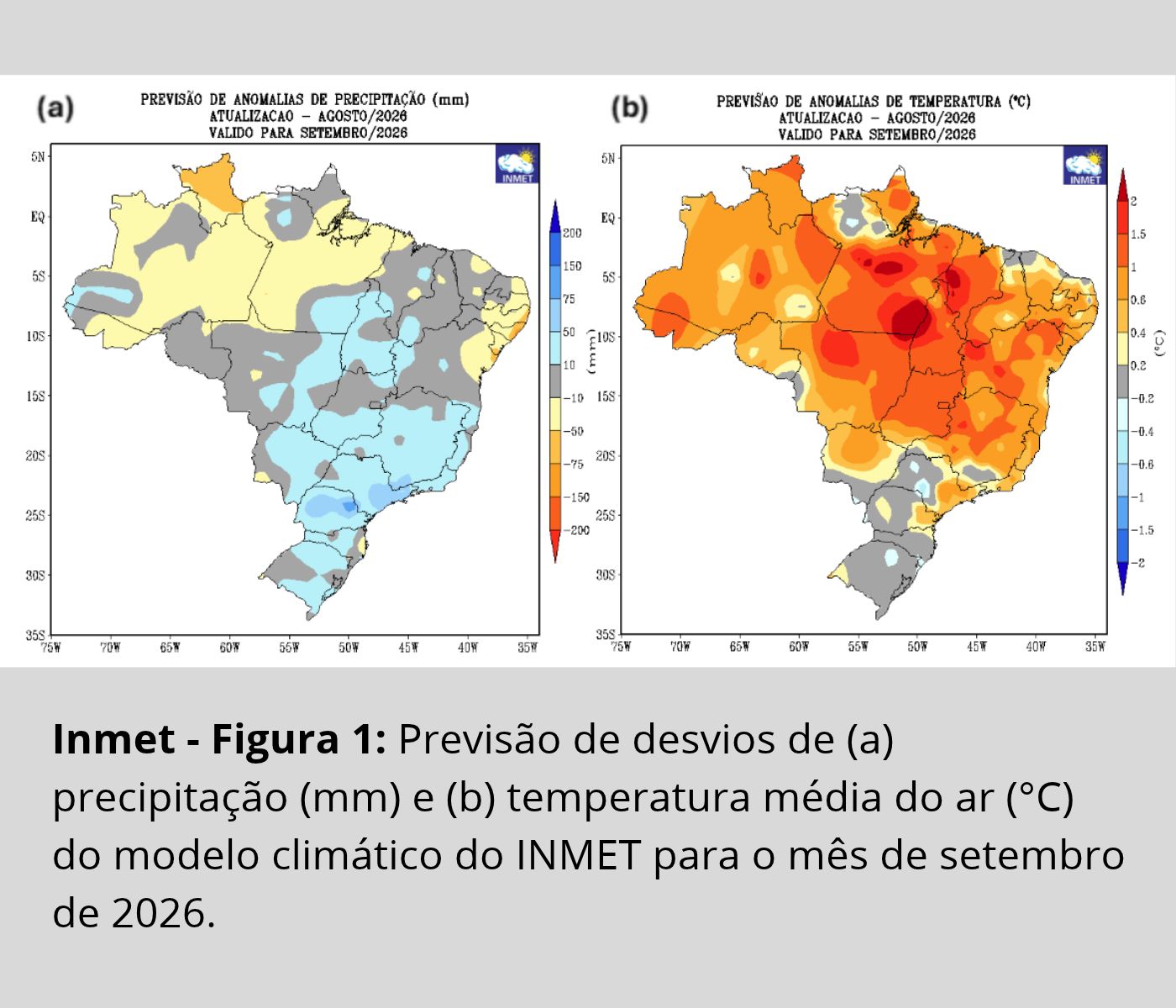Frente fria sobre o Oceano Atlântico e áreas de baixa pressão, chegam ao Brasil
