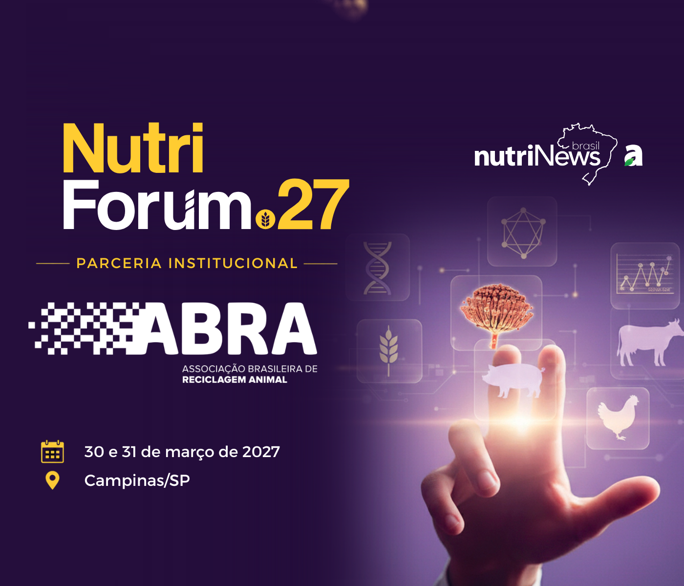 Apoio da ABRA ao nutriFÓRUM 2027 reforça sustentabilidade e eficiência animal